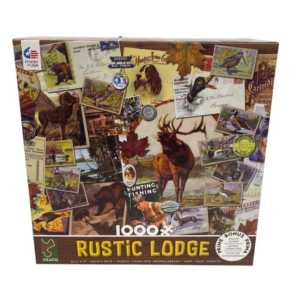 Rustic Lodge 1000-Piece Puzzle Jigsaw 26.6" x‎ 19" Complete Made In USA By Ceaco